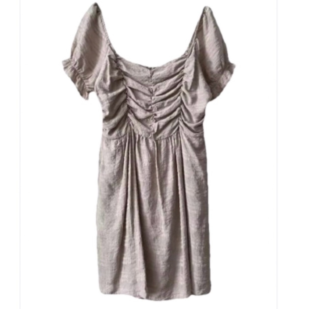 Le Lis Ruched Puff-Sleeve Romantic Blush Mini Dress – Size LARGE, NWT